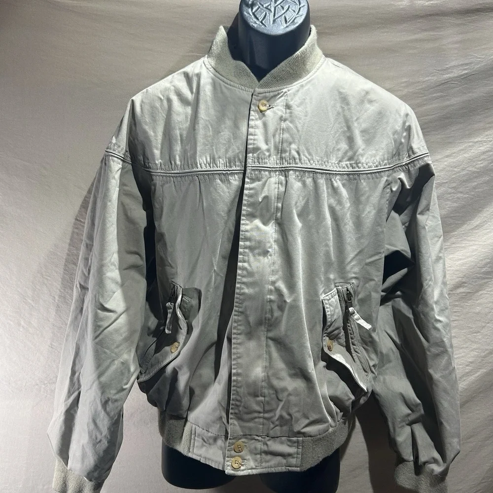 Vintage La Paz by Catalina Mens Medium Bomber Jacket Beige Zip Up Harrington
